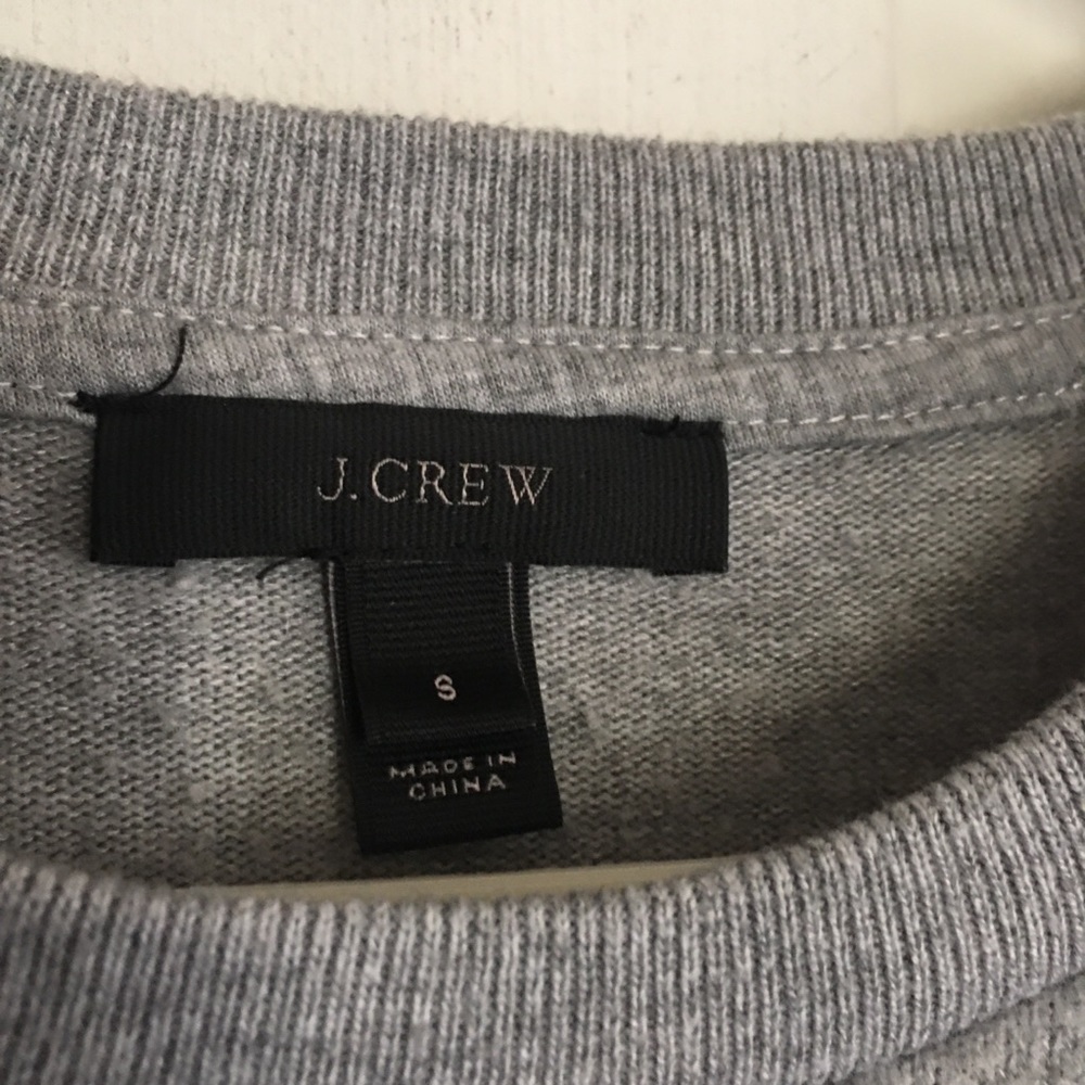 J. Crew Light Gray Ruffle-Sleeve Crewneck Sweater - Picture 2 of 5